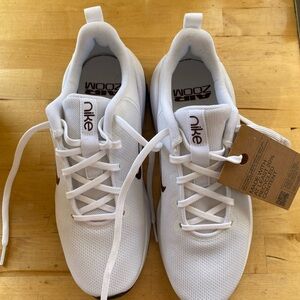 Nike White Mesh Running Sneakers with burgundy details
